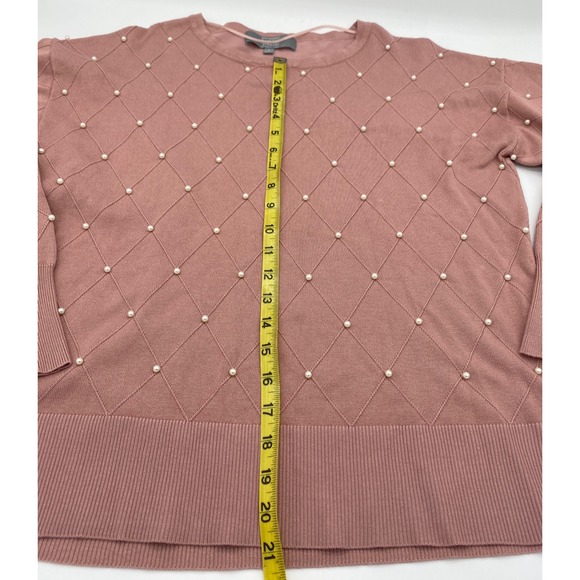 Womens Sweater pink pearls  Lng Sleeve Crew Neck Size L - Picture 5 of 9